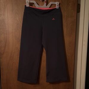 Adidas GrayCapri Pants with Pink Accent